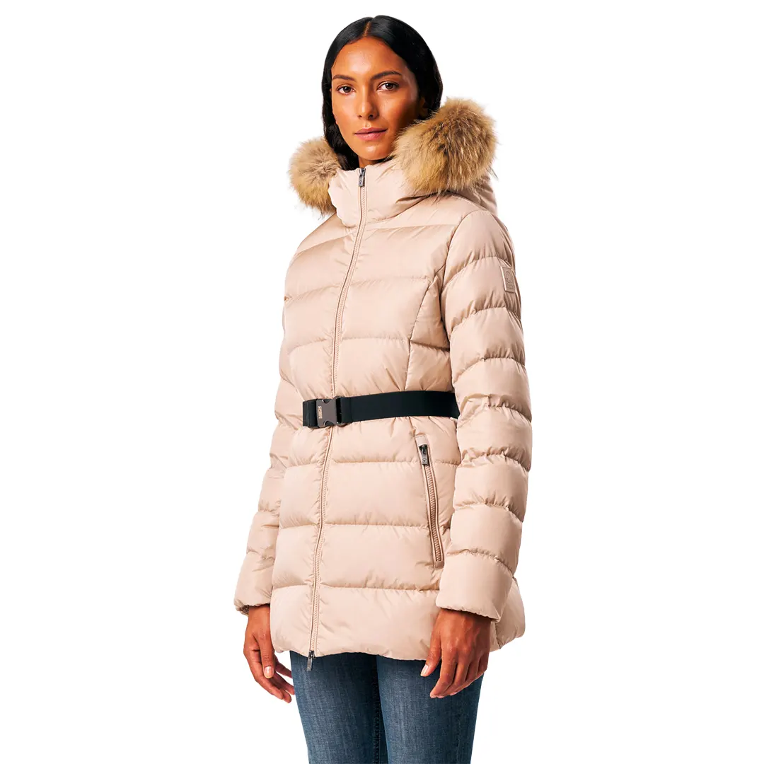 Giubbino Cappuccio Pelliccia Donna - Beige Chiaro - 42