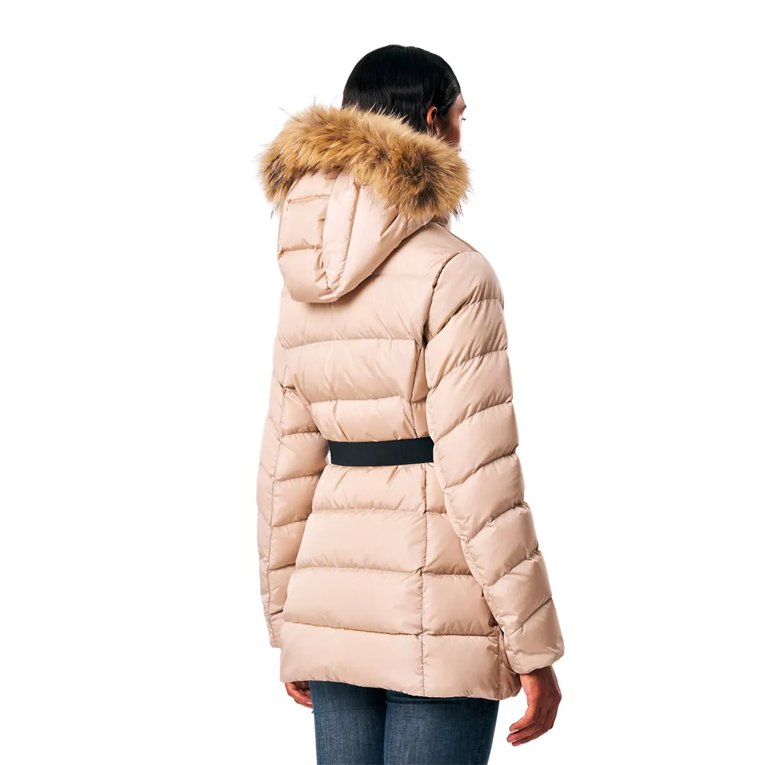 Giubbino Cappuccio Pelliccia Donna - Beige Chiaro - 42