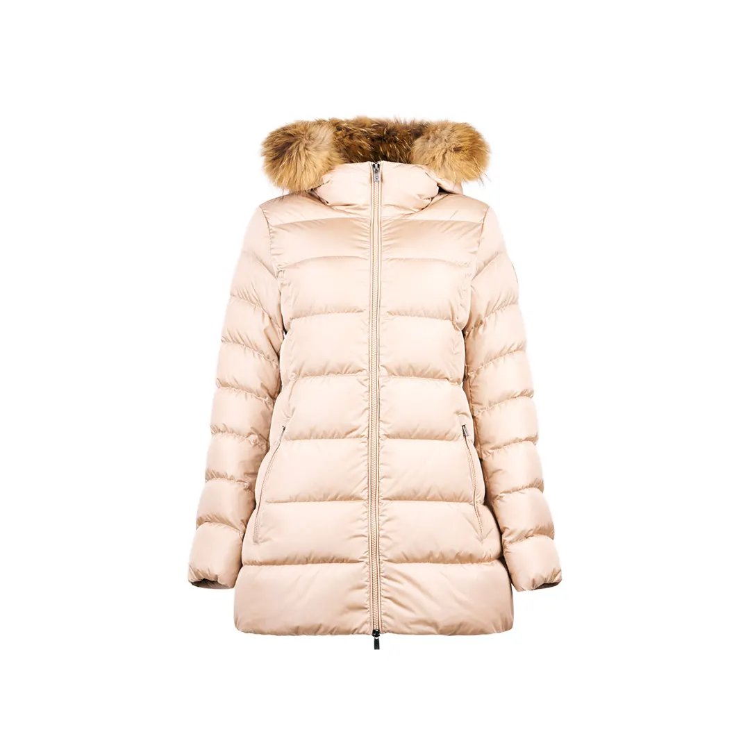 Giubbino Cappuccio Pelliccia Donna - Beige Chiaro - 42