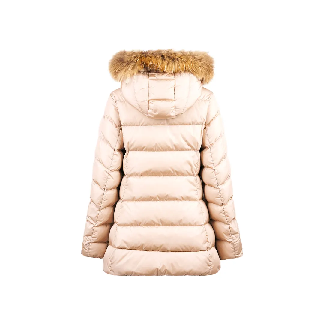 Giubbino Cappuccio Pelliccia Donna - Beige Chiaro - 42