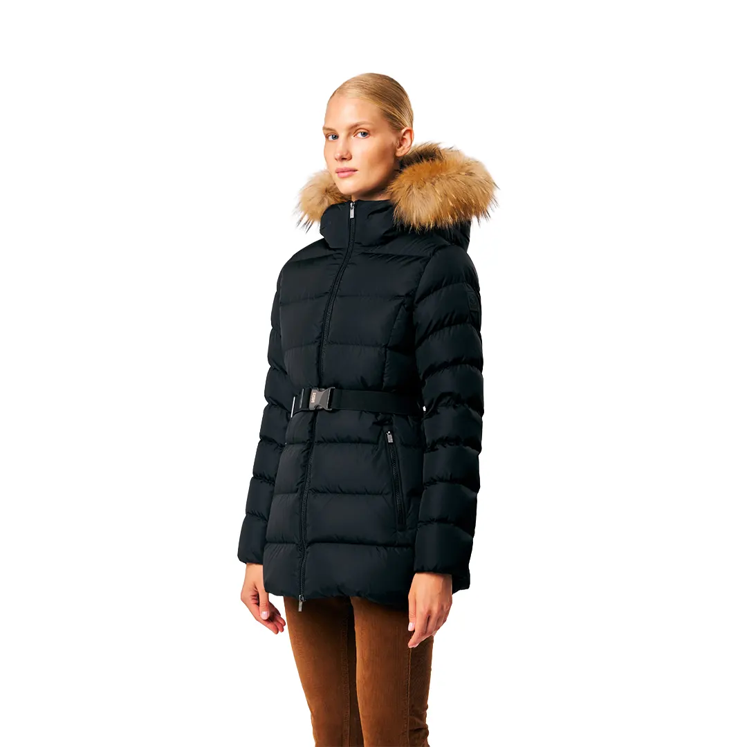 Giubbino Cappuccio Pelliccia Donna - Nero - 40