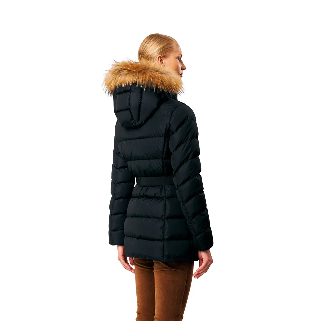 Giubbino Cappuccio Pelliccia Donna - Nero - 40