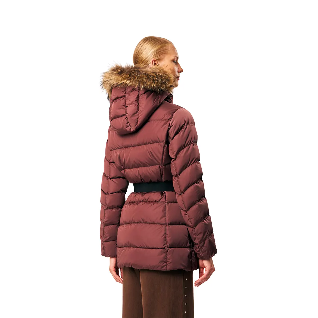 Giubbino Cappuccio Pelliccia Donna - Bordeaux - 46