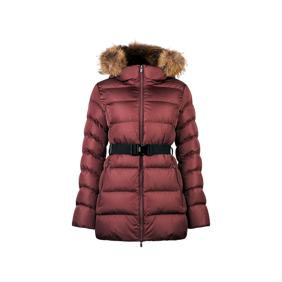 Giubbino Cappuccio Pelliccia Donna - Bordeaux - 46