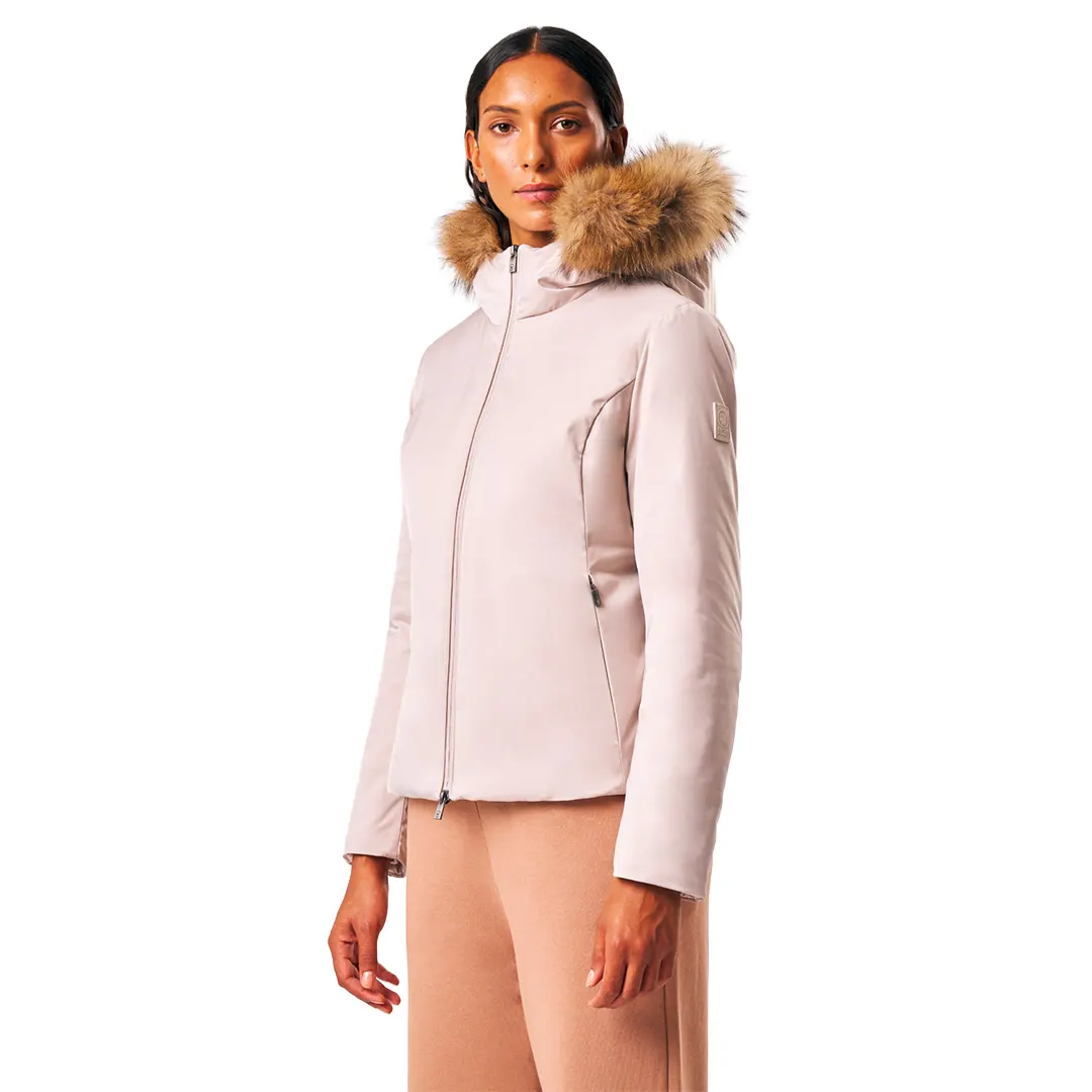 Giubbino Cappuccio Pelliccia Donna - Beige - 40