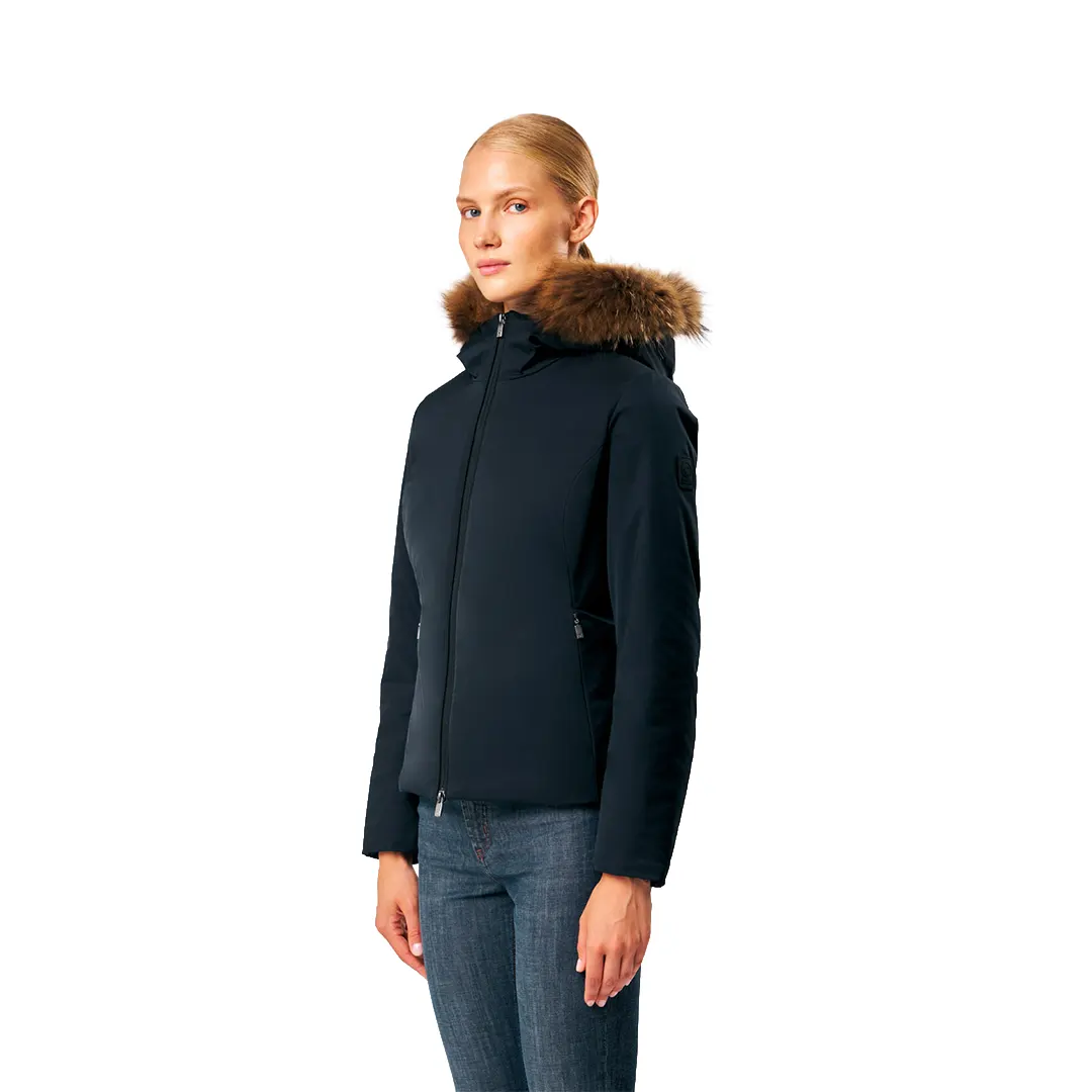 Giubbino Cappuccio Pelliccia Donna - Nero - 40