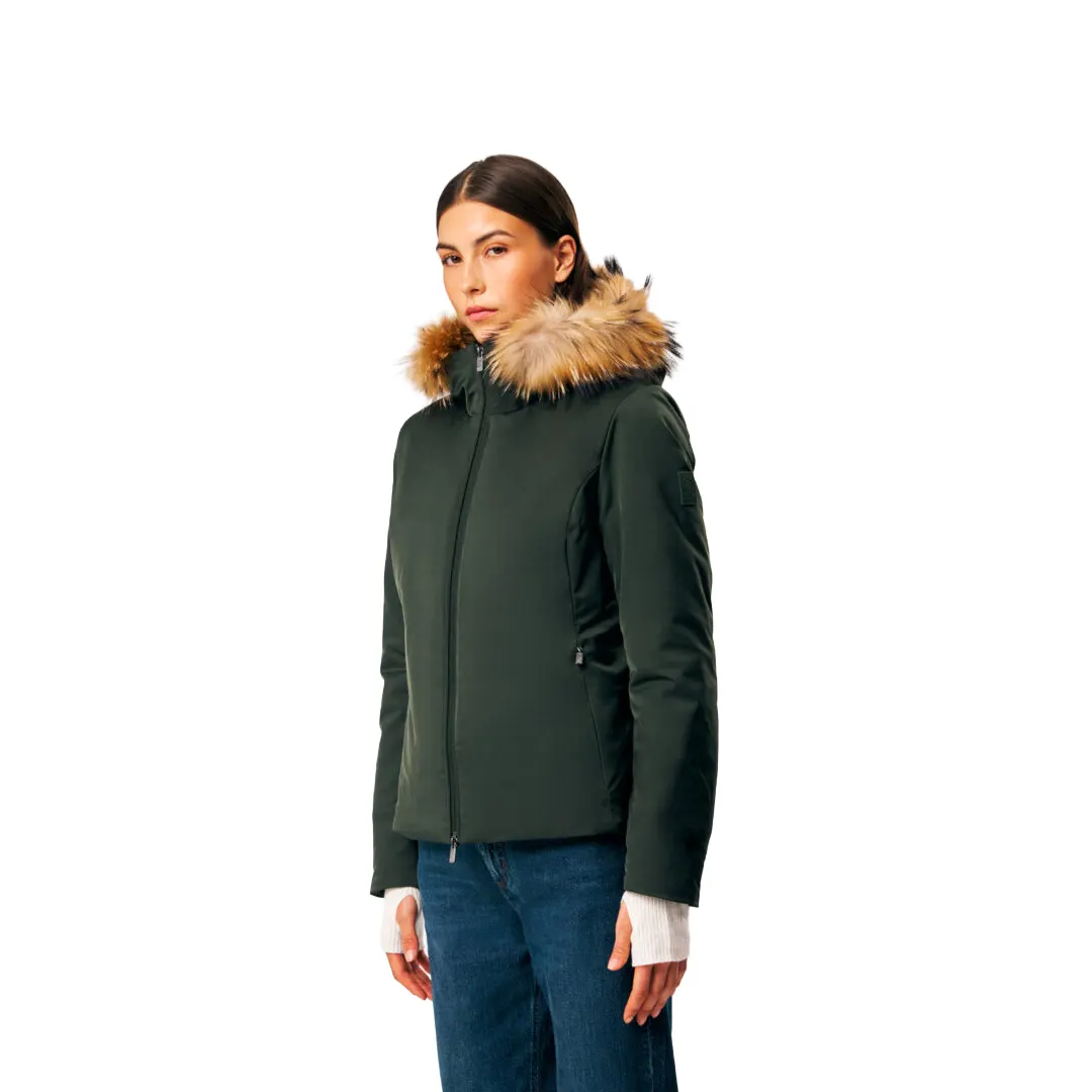 Giubbino Cappuccio Pelliccia Donna - Verde - 40