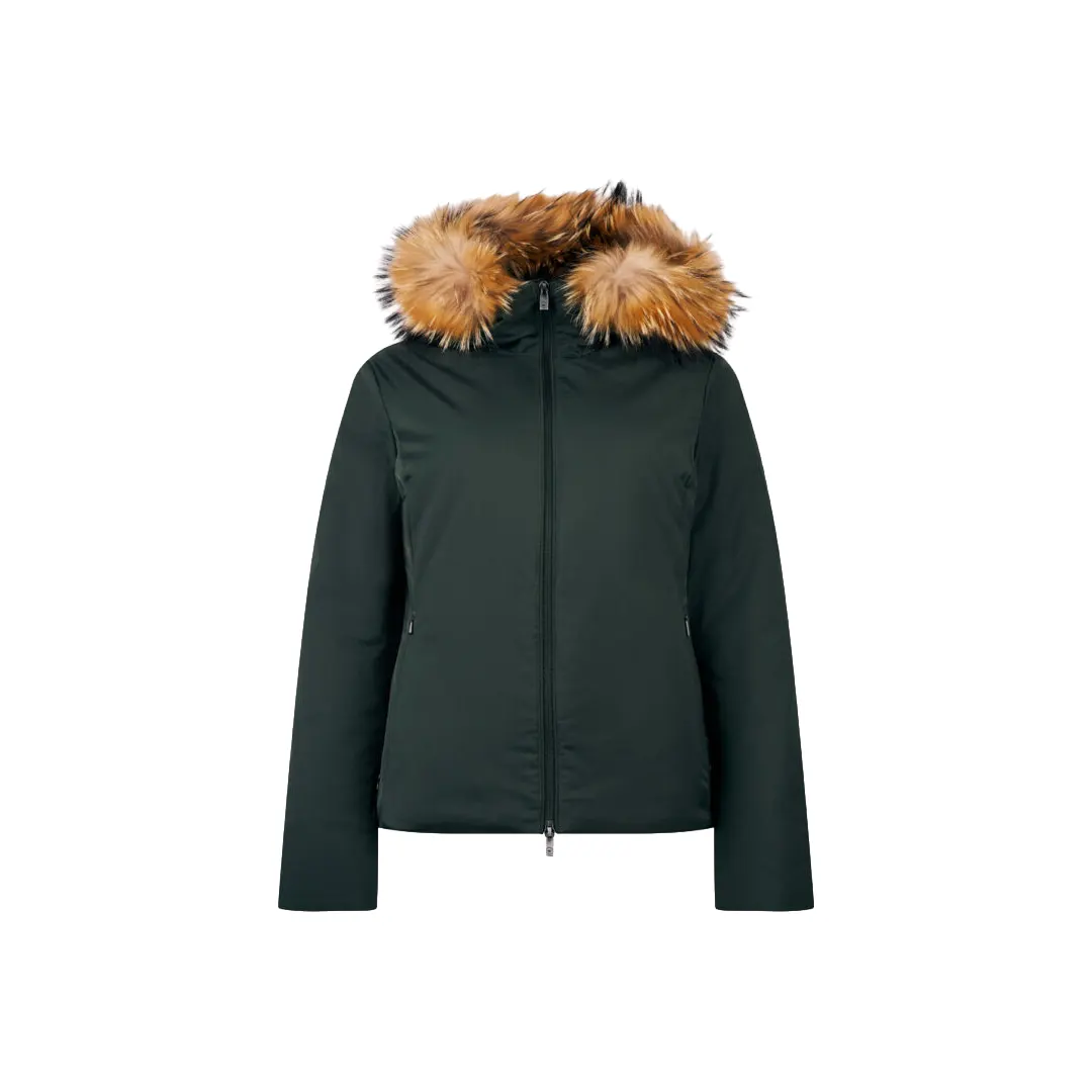 Giubbino Cappuccio Pelliccia Donna - Verde - 40